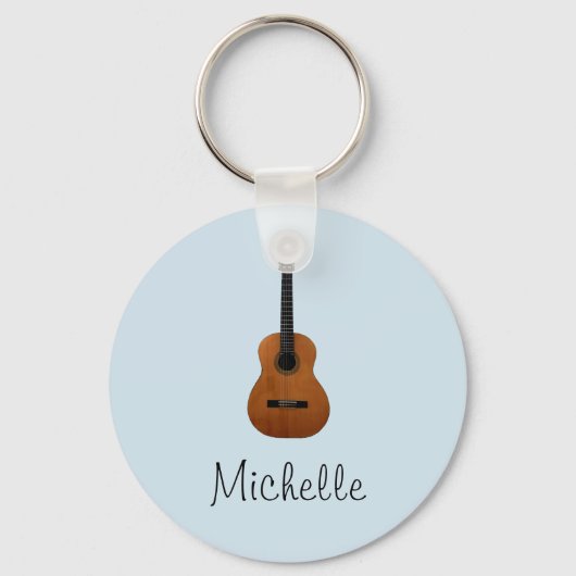Cute Monogram Blue Music Guitar Sleutelhanger (Voorkant)