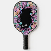 Cute Monogram Floral Flower Pattern Moderne  Pickleball Paddle (Voorkant)