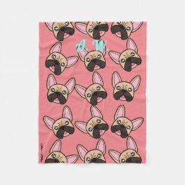 Cute Monogram French Bulldog Kawaii Dog Pattern Fleece Deken