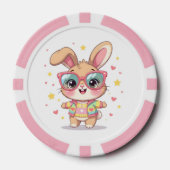 Cute monogram girly bunny wearing glasses poker chips (Voorkant)