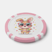 Cute monogram girly bunny wearing glasses poker chips (Enkel)