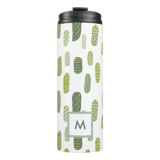 Cute Monogram Green Abstract Thermosbeker (Voorkant)