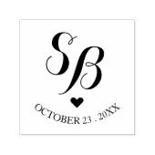 Cute Monogram Heart & WeddenDatum Zelfinktende Stempel (Design)