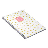 Cute Monogram Initiaal Girly Pink Gold Dot Patroon Notitieboek (Rechterzijde)
