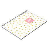 Cute Monogram Initiaal Girly Pink Gold Dot Patroon Notitieboek (Linkerzijde)