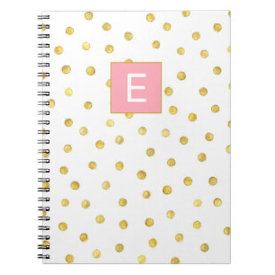 Cute Monogram Initiaal Girly Pink Gold Dot Patroon Notitieboek