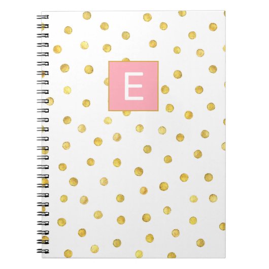 Cute Monogram Initiaal Girly Pink Gold Dot Patroon Notitieboek (Voorkant)