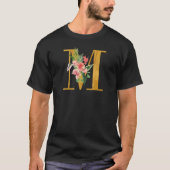Cute Monogram Initial Letters Flowers Capital M T-shirt (Voorkant)