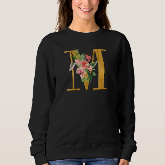 Cute Monogram Initial Letters Flowers Capital M Trui (Voorkant)