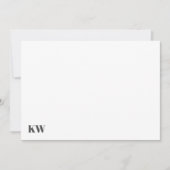 Cute Monogram Initialen Gepersonaliseerd Zwart Wit Bedankkaart (Voorkant)