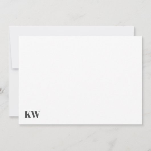 Cute Monogram Initialen Gepersonaliseerd Zwart Wit Bedankkaart (Voorkant)