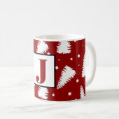 Cute Monogram kerstbomen Koffiemok (Voorkant rechts)