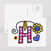 Cute Monogram Letter H Greeting Text Expression Briefkaart (Voorkant / Achterkant)
