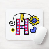 Cute Monogram Letter H Greeting Text Expression Muismat (Met muis)