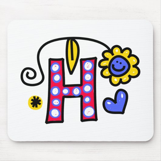 Cute Monogram Letter H Greeting Text Expression Muismat (Voorkant)