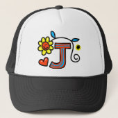 Cute Monogram Letter J Greeting Text Expression Trucker Pet (Voorkant)