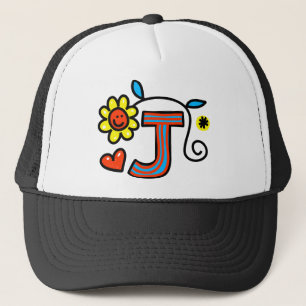 Cute Monogram Letter J Greeting Text Expression Trucker Pet