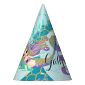 Cute Monogram Mermaid Blauwgroen en Paarse Waterve Feesthoedjes (Links)