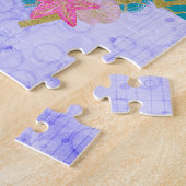 Cute Monogram Mermaid Blauwgroen en Paarse Waterve Legpuzzel (Zijkant)