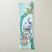 Cute Monogram Mermaid Blauwgroen en Paarse Waterve Lichaamskussen (Voorkant Verticaal)