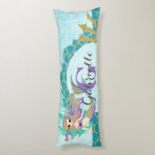 Cute Monogram Mermaid Blauwgroen en Paarse Waterve Lichaamskussen (Achterkant (Verticaal))