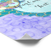 Cute Monogram Mermaid Blauwgroen en Paarse Waterve Poster (Hoek)