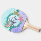 Cute Monogram Mermaid Blauwgroen en Paarse Waterve Tafeltennisbatje (Zijkant)