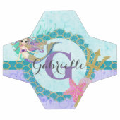 Cute Monogram Mermaid Blauwgroen en Paarse Waterve Voetbal (Enkel)