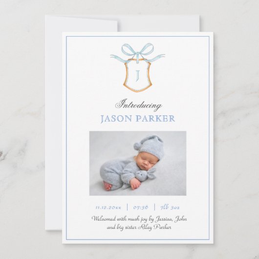 Cute Monogram met krest en boog Aankondiging (Voorkant)