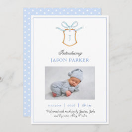 Cute Monogram met krest en boog Aankondiging