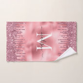 Cute Monogram Metallic Blush Pink Driving Glitter Bad Handdoek (Handdoek)
