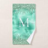 Cute Monogram Metallic Munt Green Driving Glitter Bad Handdoek (Handdoek)
