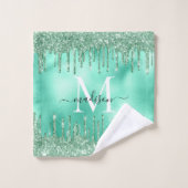 Cute Monogram Metallic Munt Green Driving Glitter Bad Handdoek (Wasdoekje)
