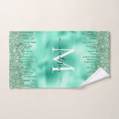Cute Monogram Metallic Munt Green Driving Glitter Bad Handdoek (Handdoek)