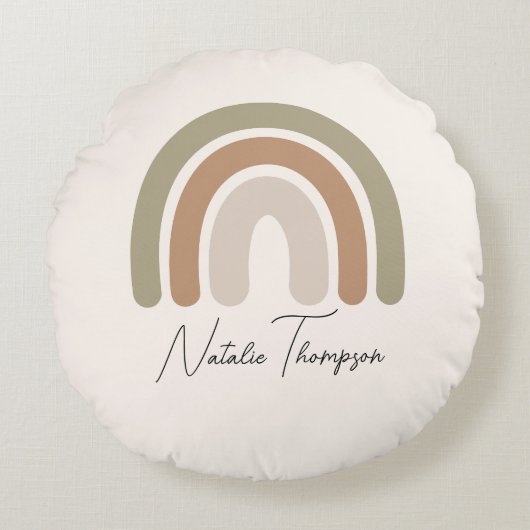 Cute Monogram moderne crèche roze regenboogmeisjes Rond Kussen (Voorkant)