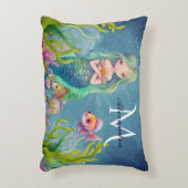 Cute Monogram Naam Zeemeermin Accent Kussen (Voorkant(Verticaal))