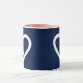 Cute Monogram Navy White Heart Valentijn Mok (Midden)