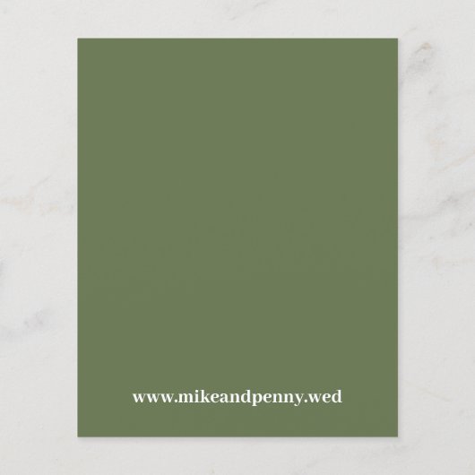 Cute Monogram Olive Green Budget Save the Date Flyer (Achterkant)