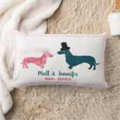 Cute Monogram Passen getrouwd Dachshund Dogs Pink Kussen (Deken)