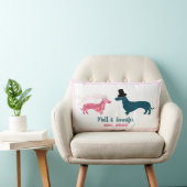 Cute Monogram Passen getrouwd Dachshund Dogs Pink Kussen (Stoel)