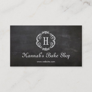 Cute Monogram Pastry Chef Bakery Chalkboard Visitekaartje
