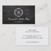 Cute Monogram Pastry Chef Bakery Chalkboard Visitekaartje (Voorkant / Achterkant)