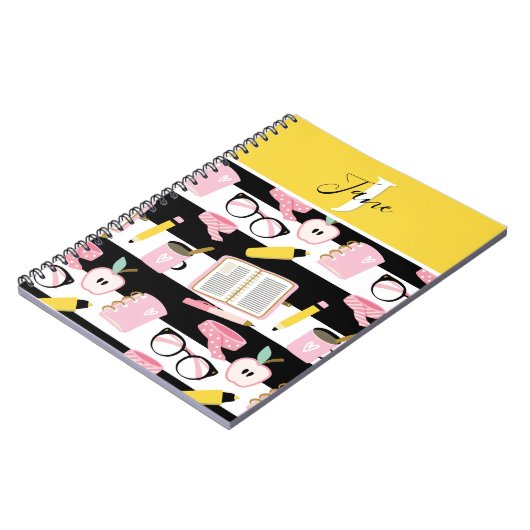 Cute Monogram Personalized School Girl Notitieboek (Linkerzijde)