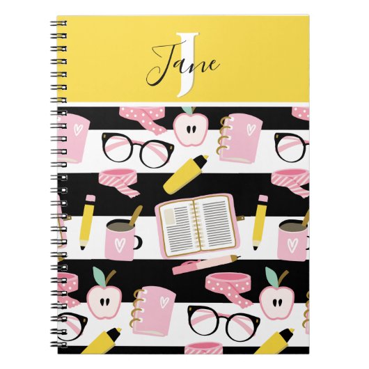 Cute Monogram Personalized School Girl Notitieboek (Voorkant)