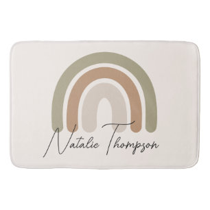 Cute monogram regenboogroze waterverf voor haar ro badmat