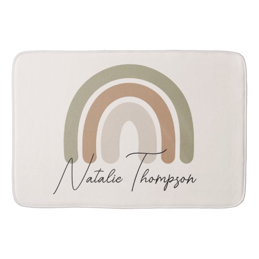 Cute monogram regenboogroze waterverf voor haar ro badmat (Voorkant)