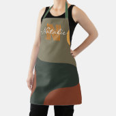 Cute monogram Rokerkleurige Abstracte groene bruin Schort (Insitu)