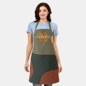 Cute monogram Rokerkleurige Abstracte groene bruin Schort (Gedragen)