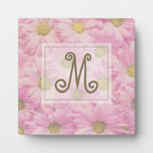 Cute Monogram Roze Daisy Custom Fotoplaat