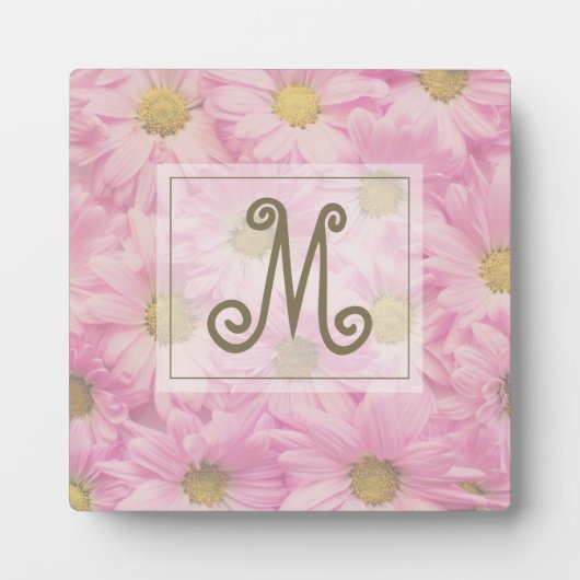 Cute Monogram Roze Daisy Custom Fotoplaat (Voorkant)